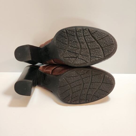 BOC Brown Leather Slip On Clogs Stacked Heel Women's SZ 8 - Picture 11 of 12